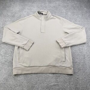 Vuori Cypress 1/4 Zip Pullover Mens XL Salt Beige Mock Pocket Terry Sweatshirt
